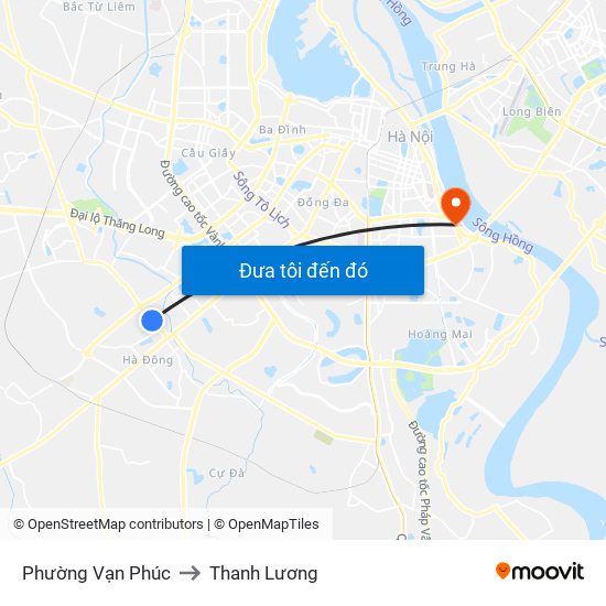 Phường Vạn Phúc to Thanh Lương map