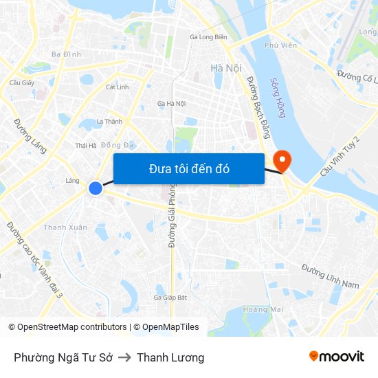 Phường Ngã Tư Sở to Thanh Lương map
