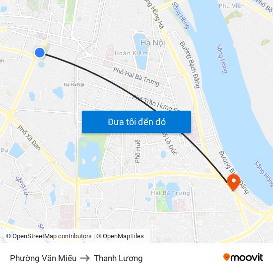 Phường Văn Miếu to Thanh Lương map