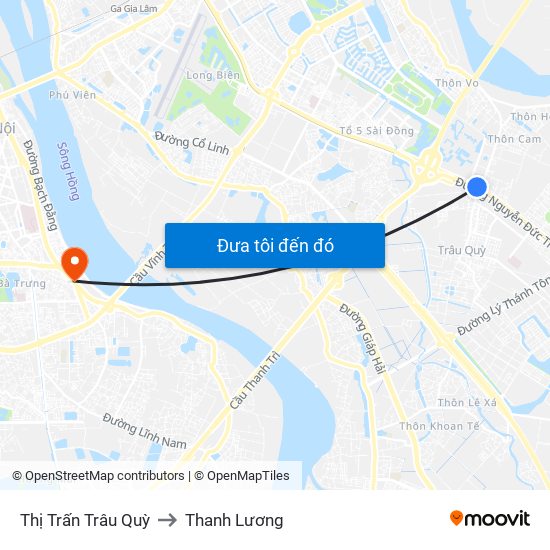 Thị Trấn Trâu Quỳ to Thanh Lương map