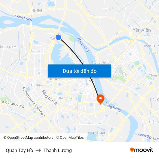 Quận Tây Hồ to Thanh Lương map