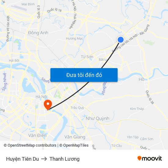 Huyện Tiên Du to Thanh Lương map