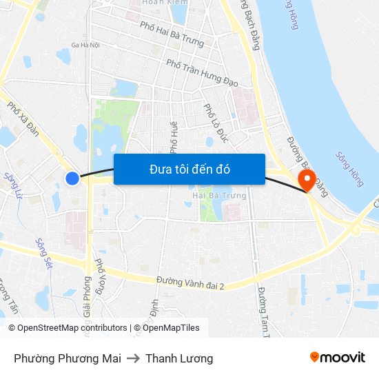 Phường Phương Mai to Thanh Lương map