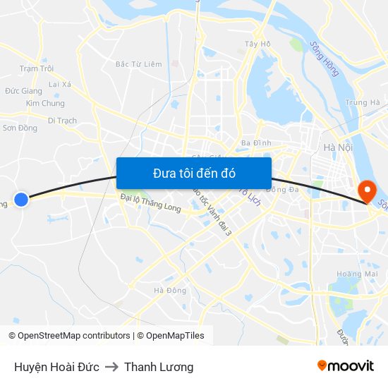 Huyện Hoài Đức to Thanh Lương map