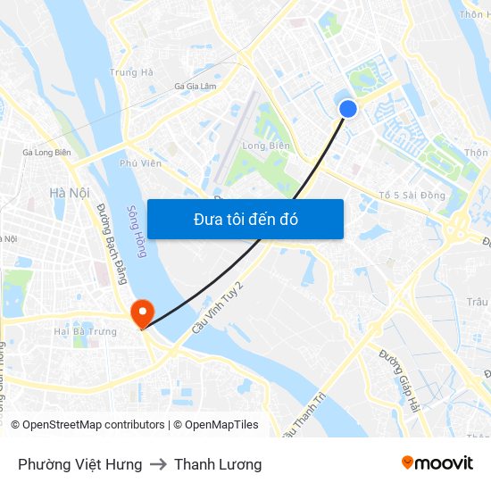 Phường Việt Hưng to Thanh Lương map