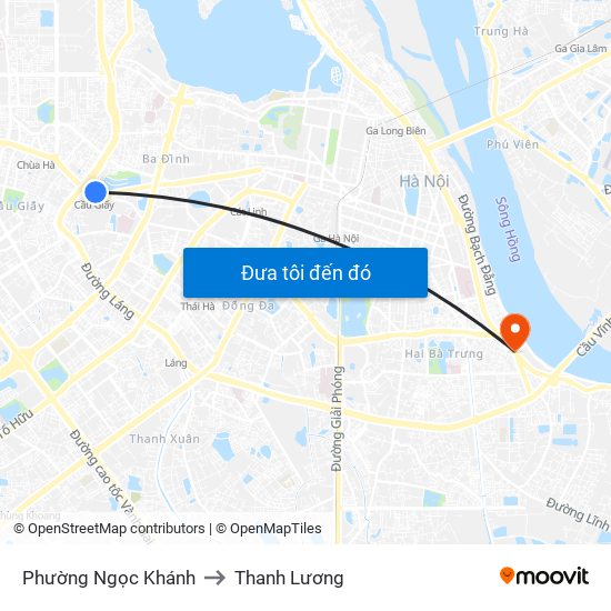 Phường Ngọc Khánh to Thanh Lương map