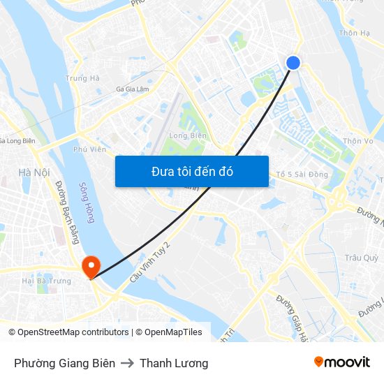 Phường Giang Biên to Thanh Lương map