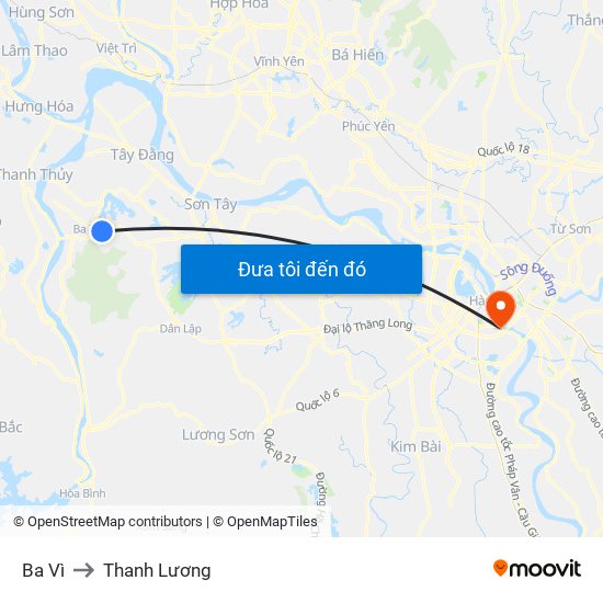 Ba Vì to Thanh Lương map