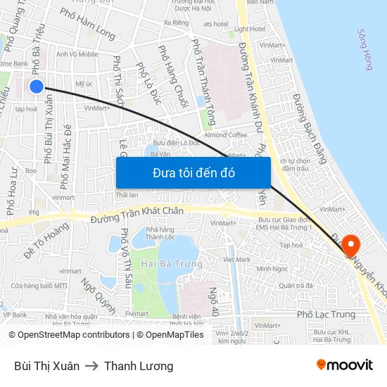 Bùi Thị Xuân to Thanh Lương map