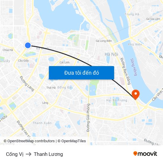 Cống Vị to Thanh Lương map