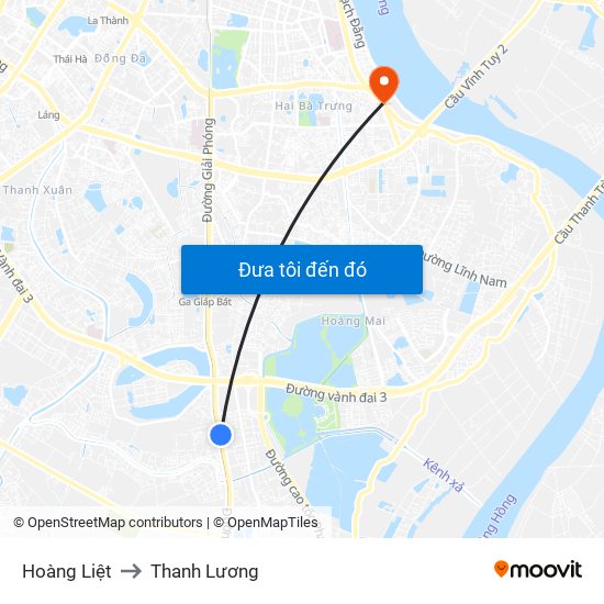 Hoàng Liệt to Thanh Lương map