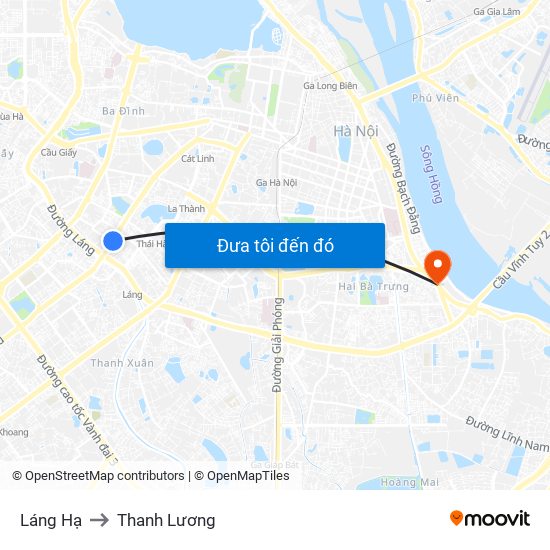 Láng Hạ to Thanh Lương map