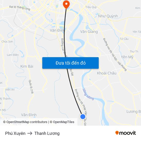 Phú Xuyên to Thanh Lương map