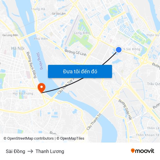 Sài Đồng to Thanh Lương map