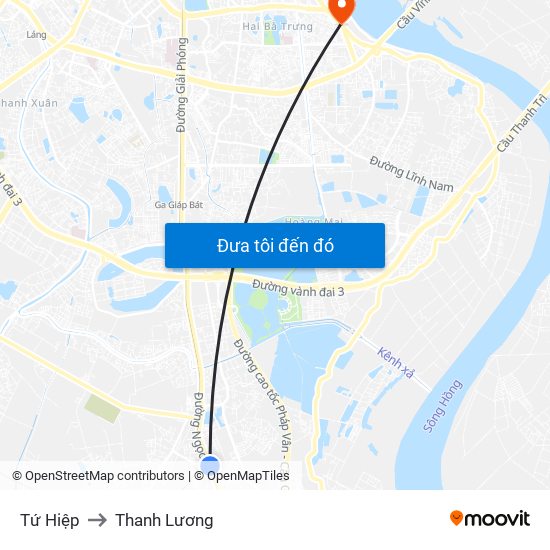 Tứ Hiệp to Thanh Lương map