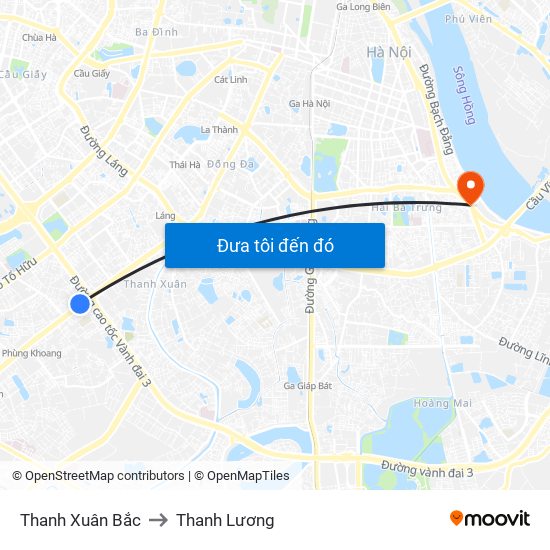 Thanh Xuân Bắc to Thanh Lương map