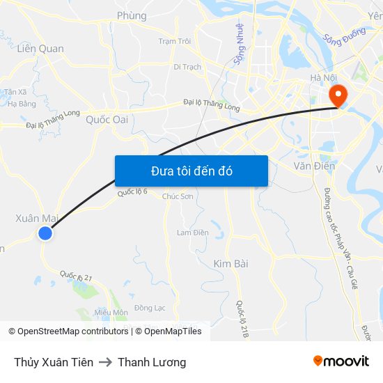 Thủy Xuân Tiên to Thanh Lương map