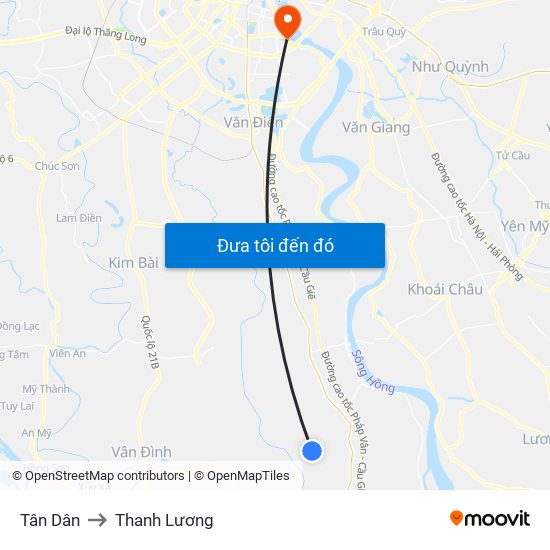 Tân Dân to Thanh Lương map
