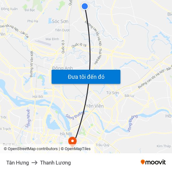 Tân Hưng to Thanh Lương map