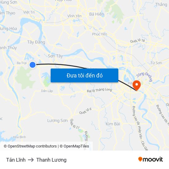 Tản Lĩnh to Thanh Lương map