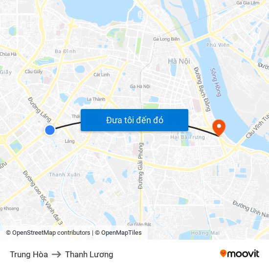 Trung Hòa to Thanh Lương map