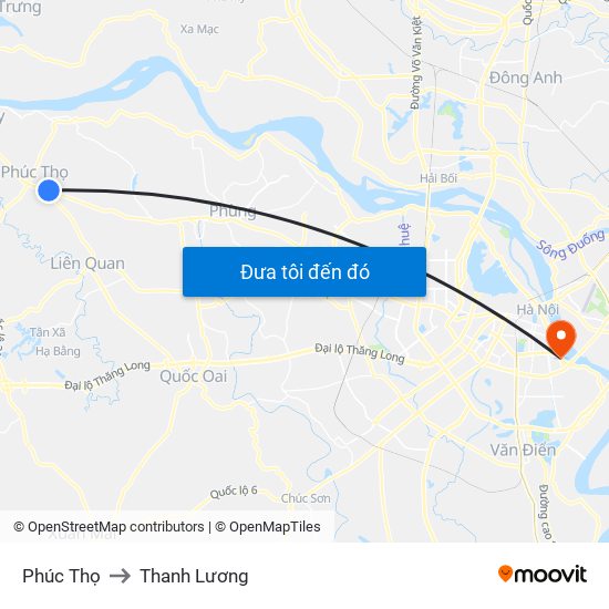 Phúc Thọ to Thanh Lương map