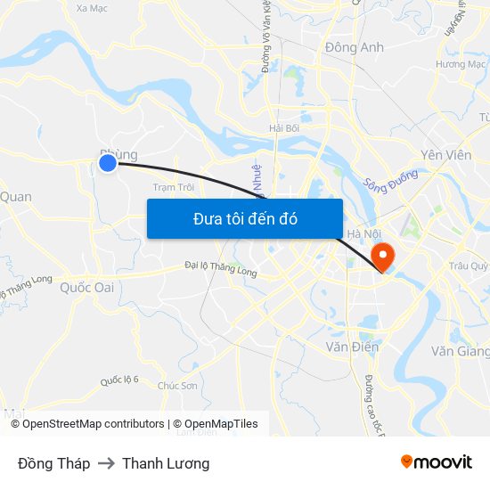 Đồng Tháp to Thanh Lương map