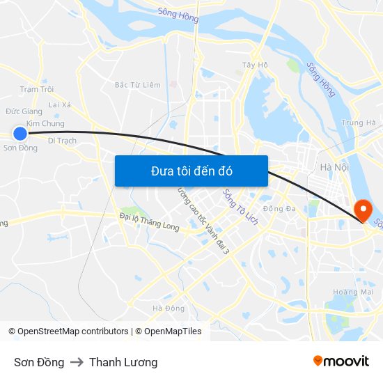 Sơn Đồng to Thanh Lương map