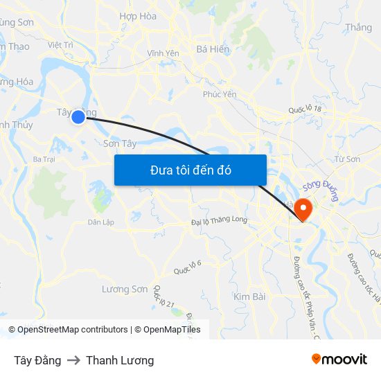 Tây Đằng to Thanh Lương map