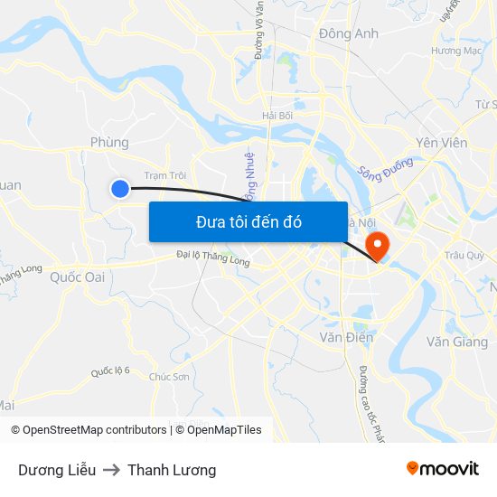 Dương Liễu to Thanh Lương map