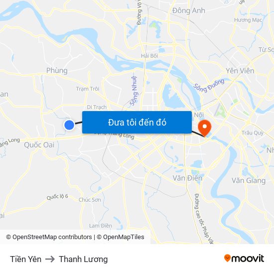 Tiền Yên to Thanh Lương map