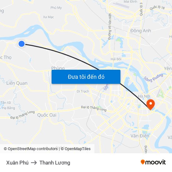 Xuân Phú to Thanh Lương map