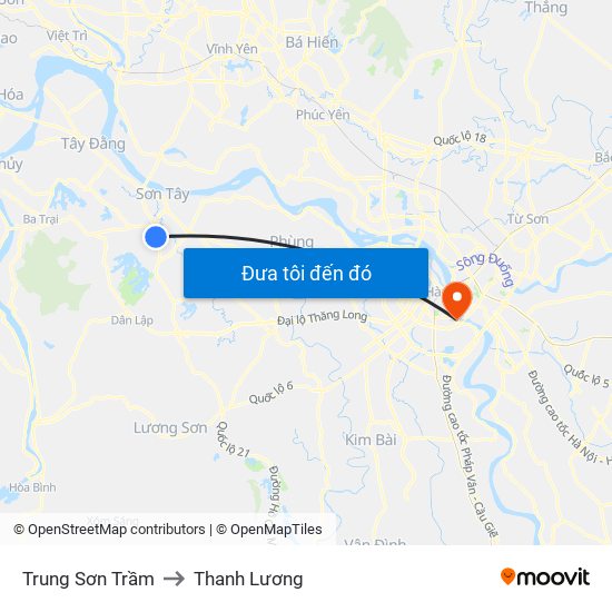 Trung Sơn Trầm to Thanh Lương map