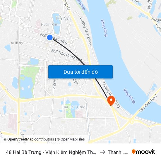 48 Hai Bà Trưng - Viện Kiểm Nghiệm Thuốc Trung Ương to Thanh Lương map