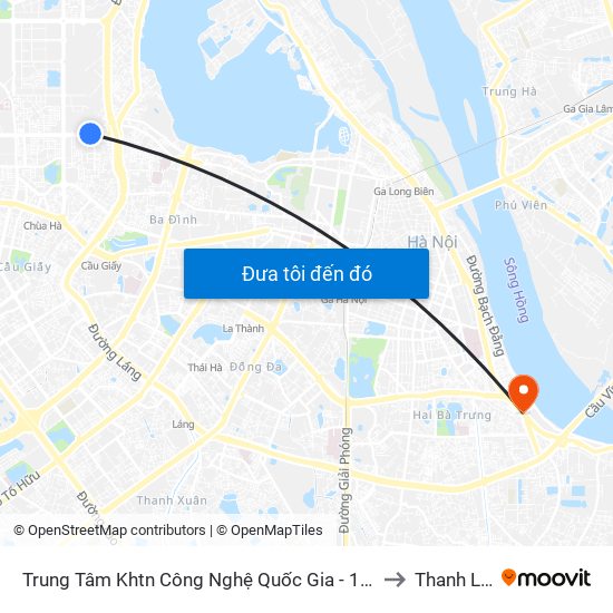Trung Tâm Khtn Công Nghệ Quốc Gia - 18 Hoàng Quốc Việt to Thanh Lương map