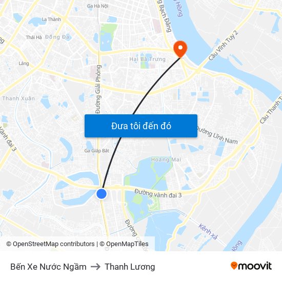 Bến Xe Nước Ngầm to Thanh Lương map