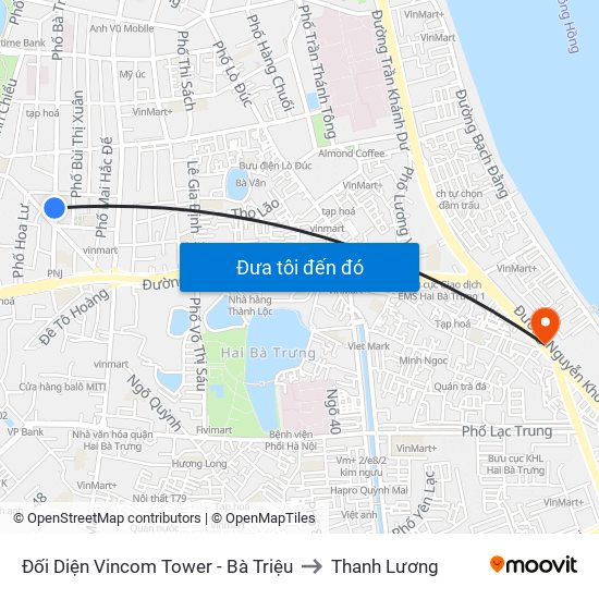 Đối Diện Vincom Tower - Bà Triệu to Thanh Lương map