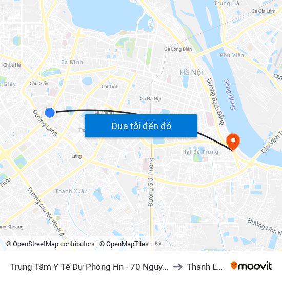 Trung Tâm Y Tế Dự Phòng Hn - 70 Nguyễn Chí Thanh to Thanh Lương map