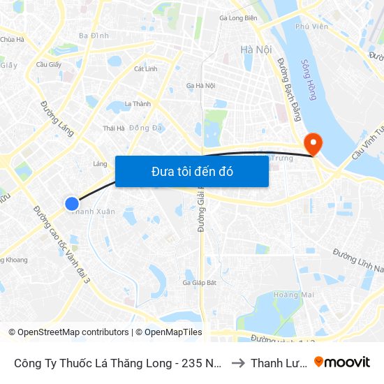 Công Ty Thuốc Lá Thăng Long - 235 Nguyễn Trãi to Thanh Lương map