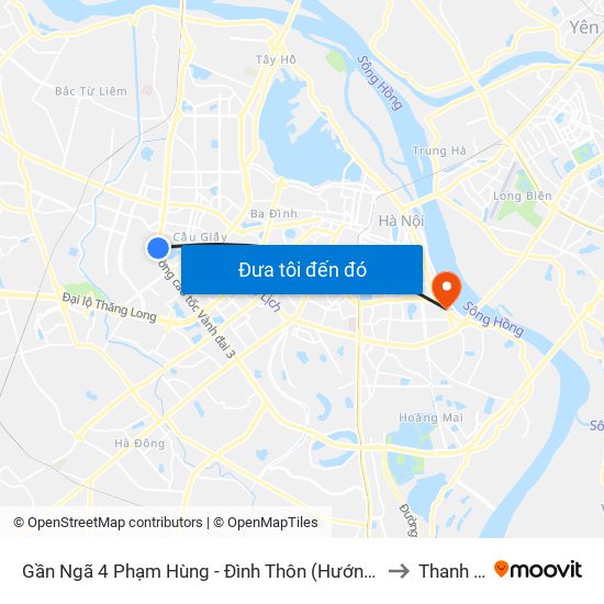 Gần Ngã 4 Phạm Hùng - Đình Thôn (Hướng Đi Khuất Duy Tiến)-Cột Sau to Thanh Lương map