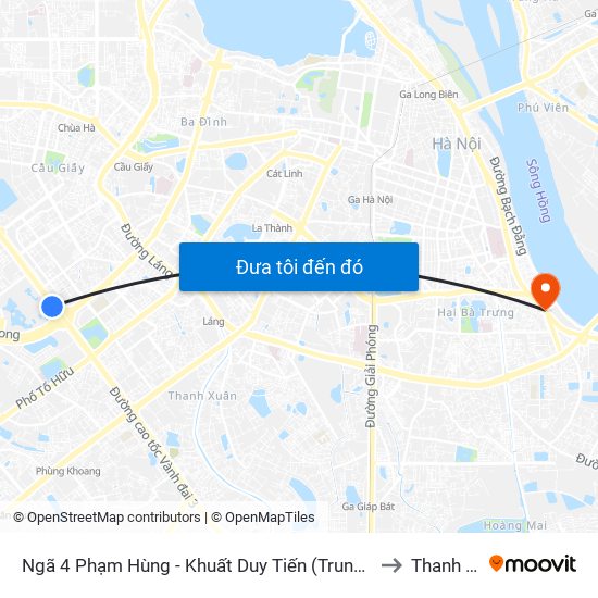 Ngã 4 Phạm Hùng - Khuất Duy Tiến (Trung Tâm Hội Nghị Quốc Gia) to Thanh Lương map