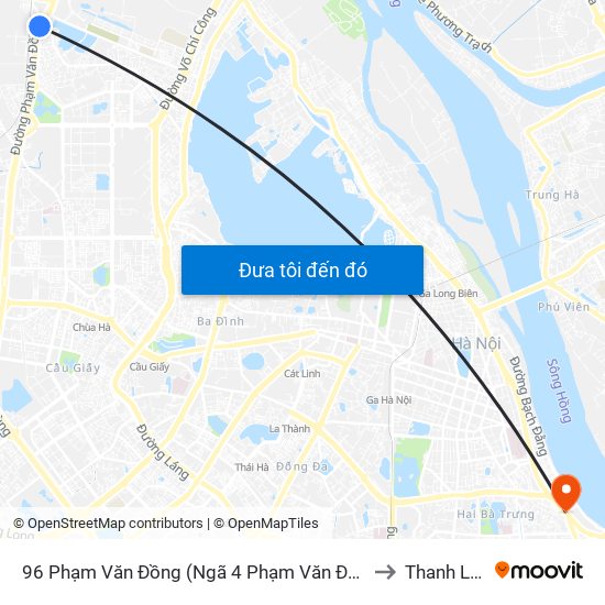 96 Phạm Văn Đồng (Ngã 4 Phạm Văn Đồng - Xuân Đỉnh) to Thanh Lương map