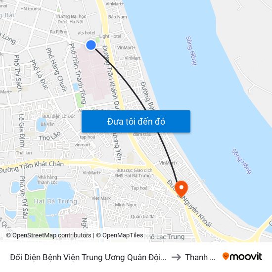 Đối Diện Bệnh Viện Trung Ương Quân Đội 108 - Trần Hưng Đạo to Thanh Lương map