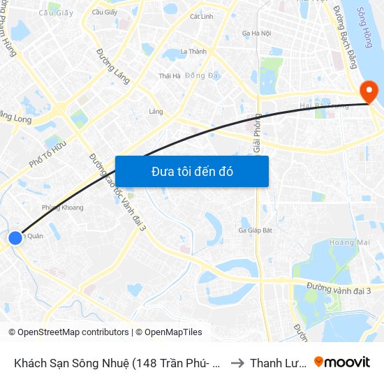 Khách Sạn Sông Nhuệ (148 Trần Phú- Hà Đông) to Thanh Lương map