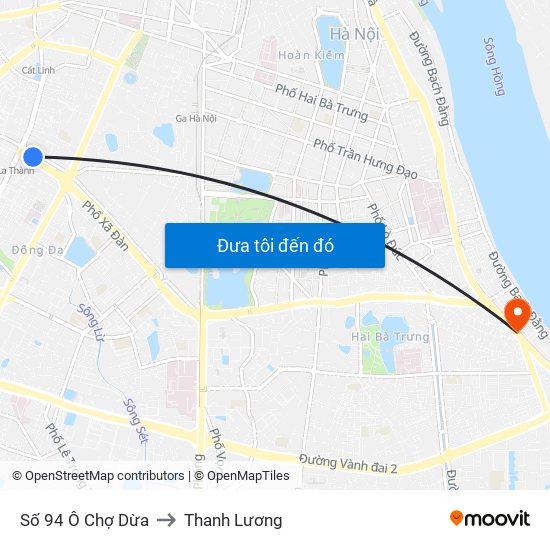 Số 94 Ô Chợ Dừa to Thanh Lương map
