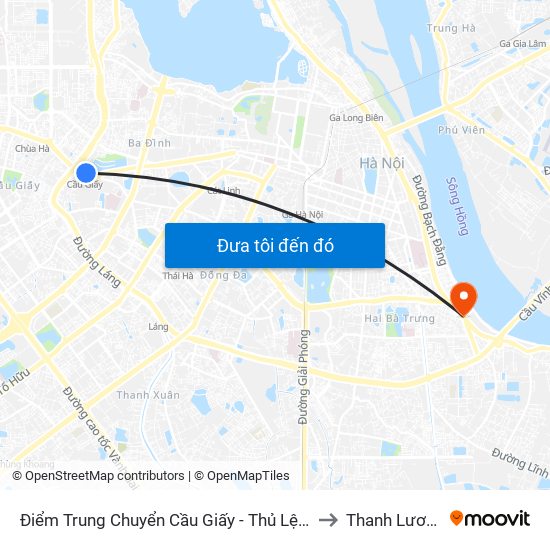 Điểm Trung Chuyển Cầu Giấy - Thủ Lệ 02 to Thanh Lương map