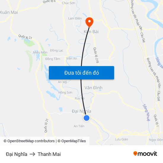 Đại Nghĩa to Thanh Mai map