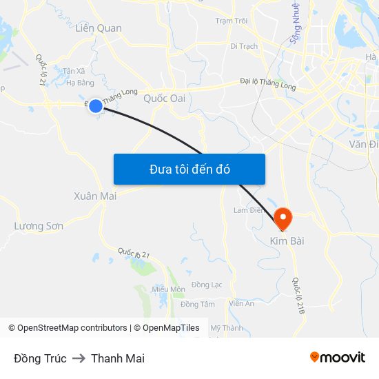 Đồng Trúc to Thanh Mai map