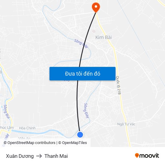 Xuân Dương to Thanh Mai map