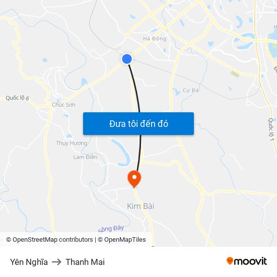 Yên Nghĩa to Thanh Mai map